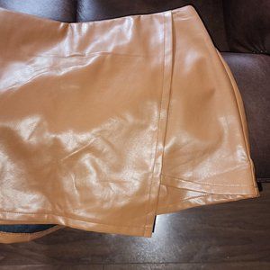 Tan Leather Skorts